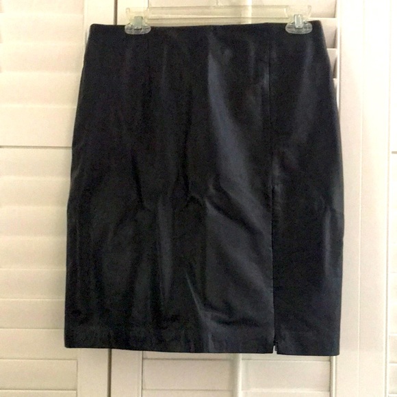 PU Leather Waistband Zipper Pencil Skirt